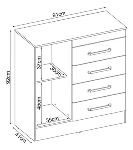 Welaman Comoda Cajonera Dormitorio Guarda Ropa 4 Cajones 1 Puerta 4