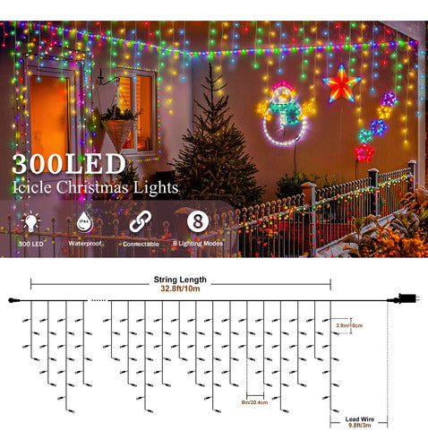 Oopswow Luces De Navidad Para Exteriores, 300 Luces Led De 3 1