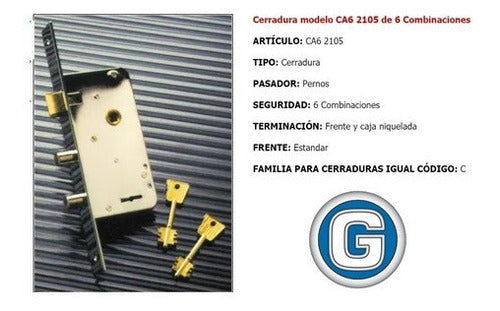 Trabex Cerradura Puerta Trabex 2105 Perno Seguridad Reforzada 6comb 4