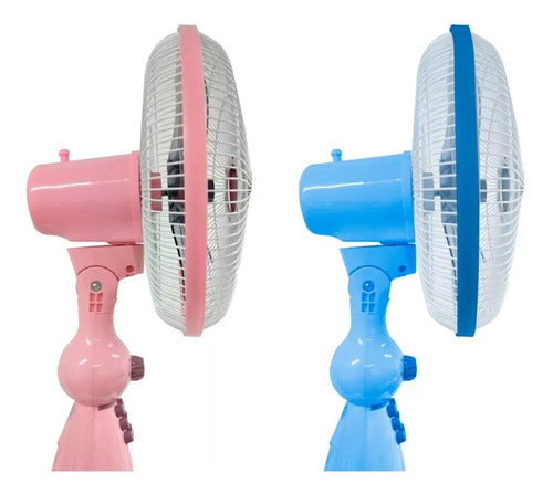 Ventilador De Pie Intouch Kid 5 Aspas Silicona Rosa/celeste 1