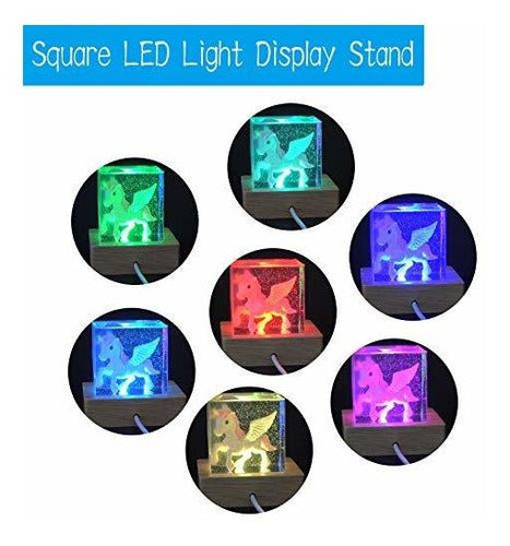 Yakamoz LED Lights Display Base, Square with RGB Light + USB Cable 2