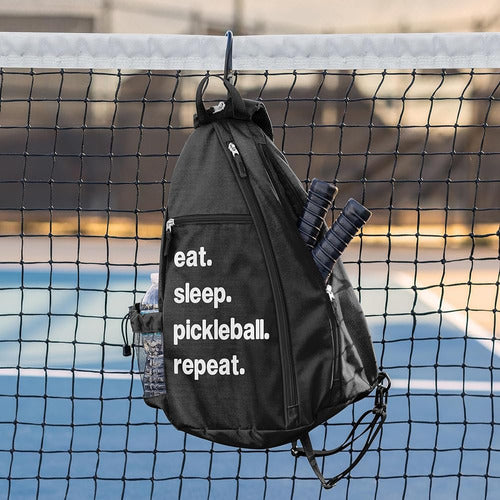 Sweet Jojo Designs Black Pickleball Sling Backpack 2