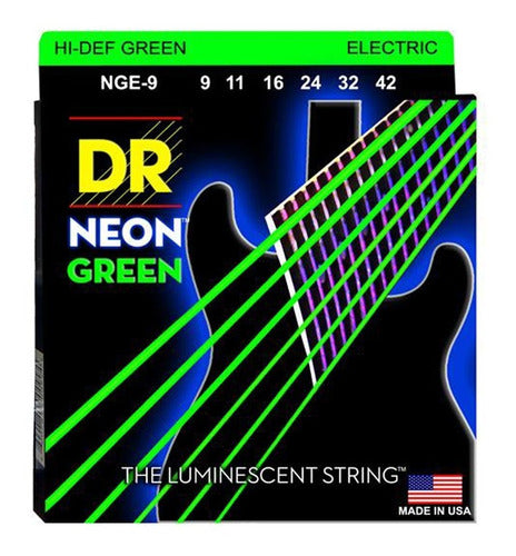 DR Strings NGE-9 Neon Green Electric Guitar Strings 09-42 0