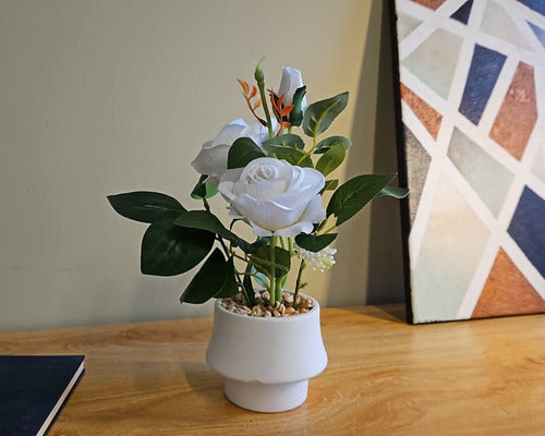 Tushop White Roses Plant - Artificial Flowers 1