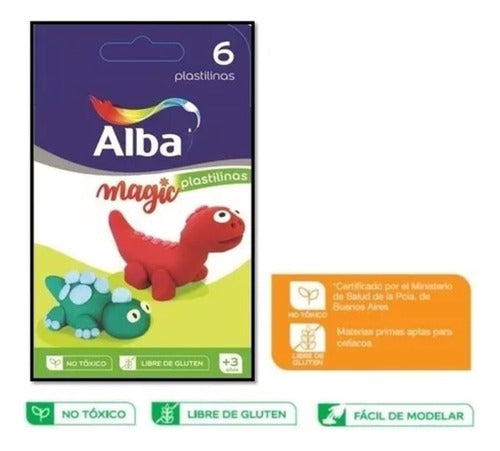 Plastilina Alba Magic X 6 Barras Masa Para Modelar Color 0