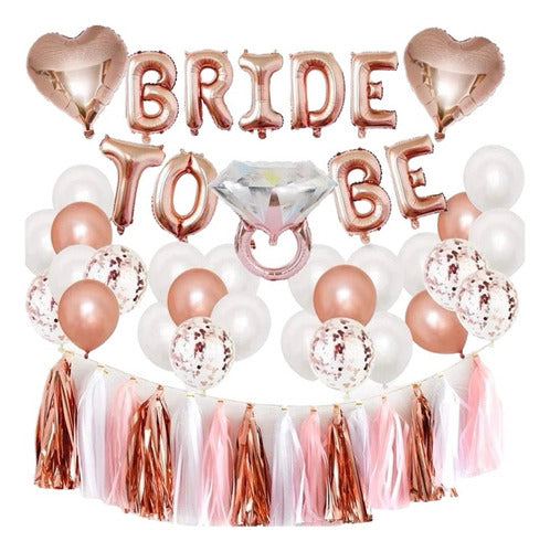 Set De Globos Bride To Be Despedida De Soltera Rosa Gold 0