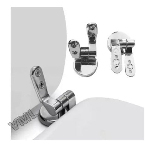 Replacement Toilet Lid Hardware Set Metal Hinges Zinc Material Adjustable Chrome Finish Screws Included 3