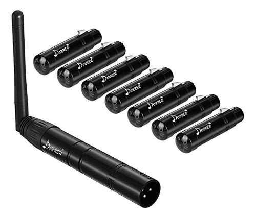 Donner 8pcs Black Dmx512 Dmx Dfi Dj 2.4g Wireless 7 Receptor 0