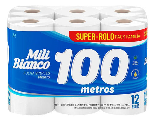 Mili Bianco Toilet Paper Single Sheet Neutral Pack 12 X 12 2