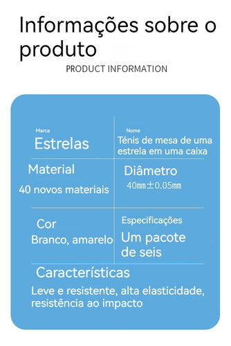 Bola De Ping Pong 6 Pacotes De Tênis Mesa Nível De 3 Estrels 6