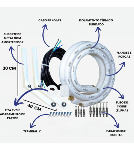 Kit Instalação Ar-condicionado 7000 Btus 2/1 Split Conven. 2