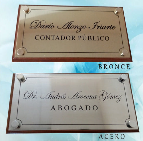 Placa Profesionales En Bronce O Acero Con Botones 1