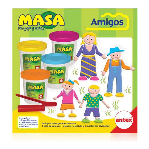 Set Masa Amigos 4 Potes Palo Mantel Espatula Antex 0