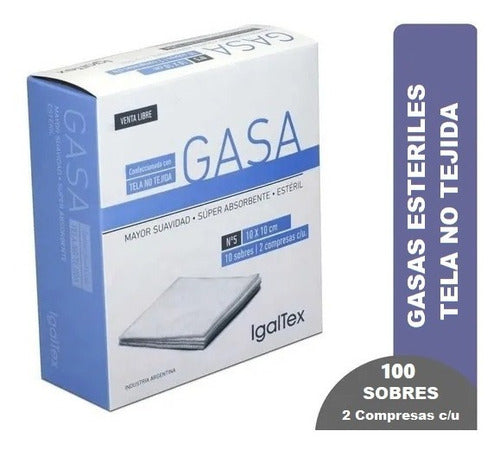 Igaltex Gasa Esteril No Tejida N5 10x10 Cm - 100 Sobres X 2 1