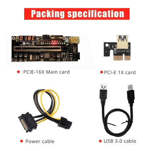 Riser V14 V014S Pro PCIe 10 Capacitors Temperature Display 3