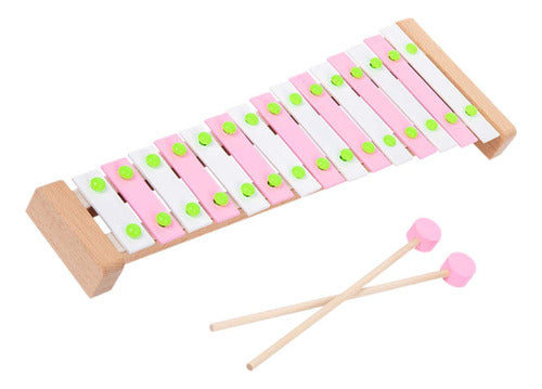 15 Nota Glockenspiel Com 2 Maletes Mão Bater Piano Rosa 0