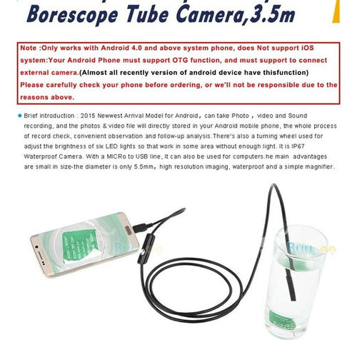 Android Endoscope 3.5M Waterproof - New Model 2015 3