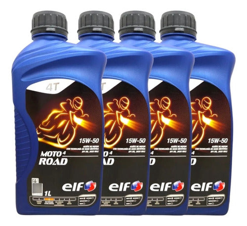 Elf 15w50 Moto 4 Road Oil 4 Lts. (4 Bidons Of 1lt) 0