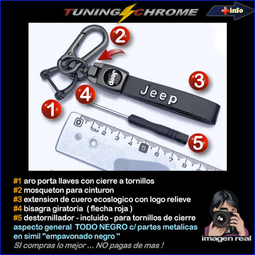 Tuning Llavero Mosqueton Para Ford Todo Negro Cuero 2