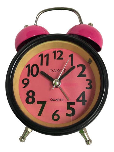 Dakot Fuchsia and Black Vintage Alarm Clock with LED Light 0