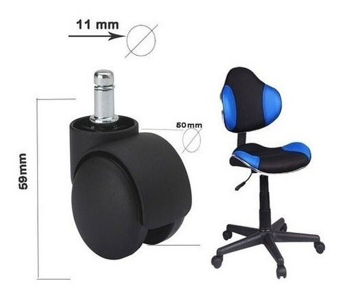 Office Chair Wheels Set of 5 - 50mm Diameter Universal Fit 2