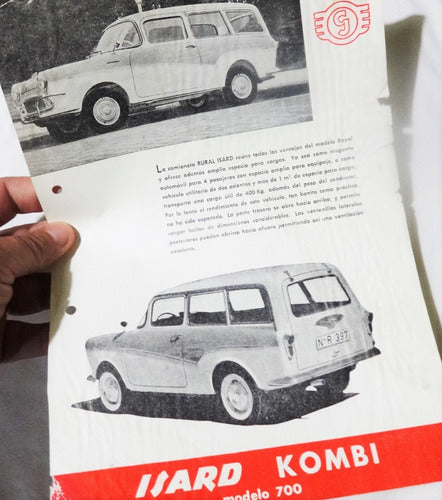 Antiguo Folleto Publicitario Isard 700 Kombi Auto Clasico 0