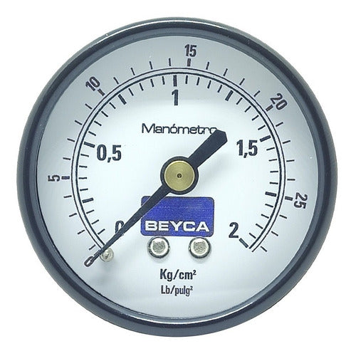 Beyca Manometer 2 Kg 50mm 1/8 Thread Air Gas Water Oil 0