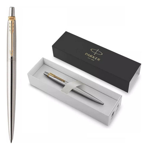 Parker Jotter GT Stainless Steel Pen with Gold Clip and Laser Engraving 0