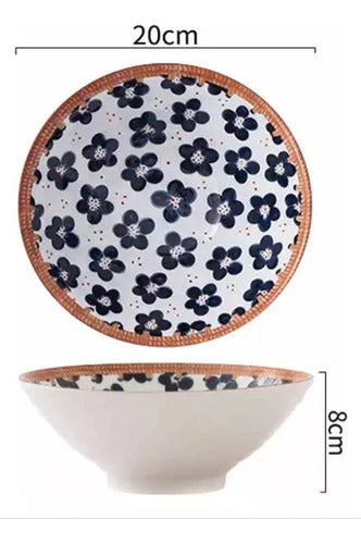 Generic Autumn Flower Design Ceramic Ramen Bowl 20 X 8cm 1