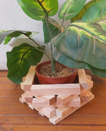 Natural Wooden Plant Pot Holder for Indoor / Outdoor Garden 3