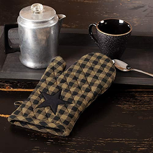 VHC Brands Black Star Oven Mitt - Primitive Style Kitchen Accessory 1