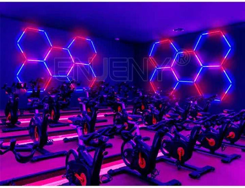 Luz Led Rgb Techo O Pared Panel Hexagonal Gym Club Barberia 2