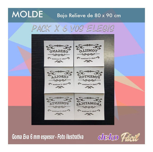 Dekofacil Pack X 6 Molde Bajo Relieve Artística 8x9cm A Eleccion 1