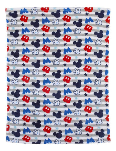 Disney Mickey Mouse Plush Grey, Red, Blue Baby Blanket 1