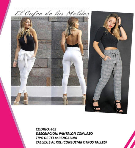 MoldeArte Molde Digital Pantalon Bengalina Con Lazo Pack 5 Talles! 1