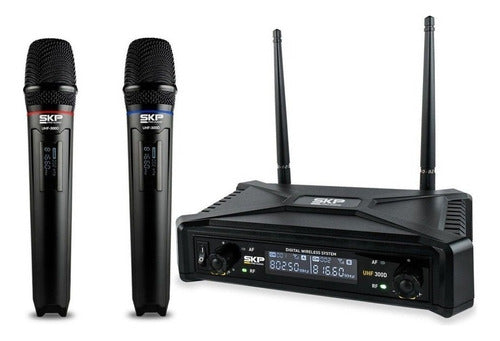 Wireless Dual SKP UHF300D Handheld Microphone System 0