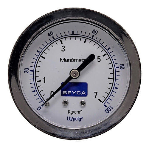 Beyca 7 Kg 63mm 1/4 Inch Back Connection Manometer for Gas, Air, and Water 0