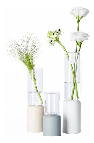 ZENS Small Bud Vases Set of 3, Minimalist Glass Vase 0