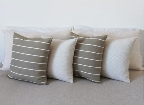 Set of 4 Plain or Striped Tusor Cushions of Your Choice 16