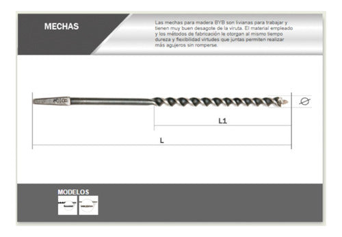 ByB Wood Drill Bit 3/8" Long for Manual Auger 1