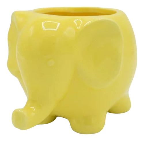 OMS Ceramic Design Planter Elephant African - Trunk Down 0