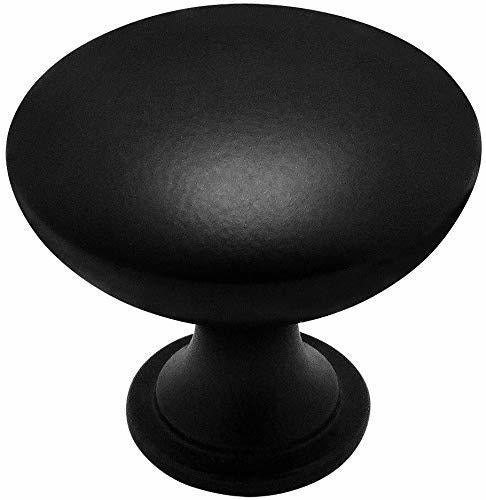 Cosmas 50 Pack - 5305FB Flat Black Traditional Round Solid Cabinet Hardware Knob - 1-1/4 Diameter 0