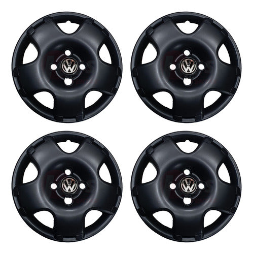 Retov Set of 4 VW Gol Power / Saveiro 13-Inch Matte Black Mugs with Logo 0