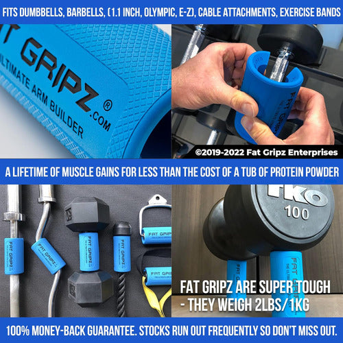 Agarre Mancuerna Barra Gimnasio Fat Gripz Pro 5.7cm Azul 2