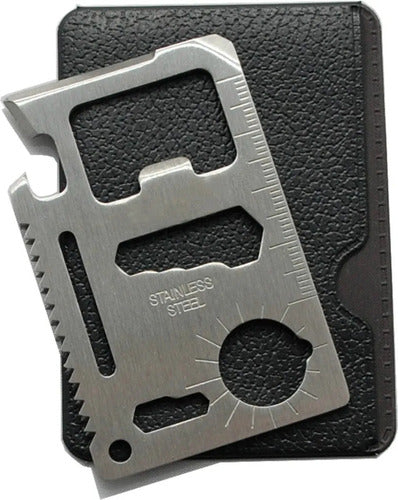Survival Card 11 Functions Stainless Steel with Case 0