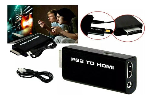 Generic PS2 to HDMI Converter Adapter with Auxiliary Output 3