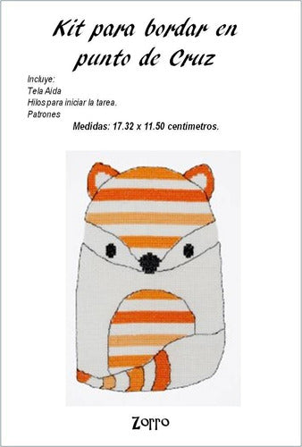 Cross Stitch Kit, Fabric, Threads, and Patterns - Fox 0