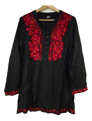 Embroidered Kashmir Buttoned Wide Indian Blouse 43