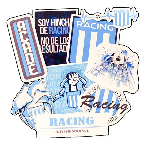 GyA Stickers Sticker Vinilo Autoadhesivo Futbol Racing Club Pack X10 0