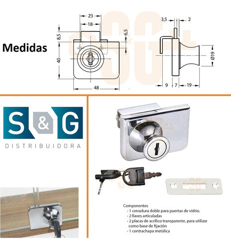 Euro Hard Double Glass Door Lock for Cabinets X 6 Units 1